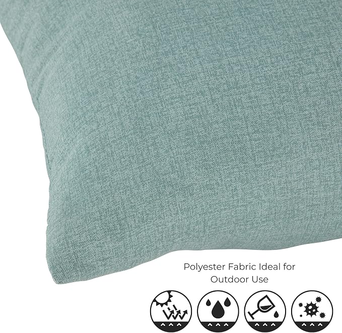 Set of 2 Outdoor Throw Pillows 19 x 12 Inch – Reversible Rectangle Patio Accent Pillows – Weather-Resistant Polyester Fabric – Eco-Friendly Recycled Polyfiber Fill – Seaglass