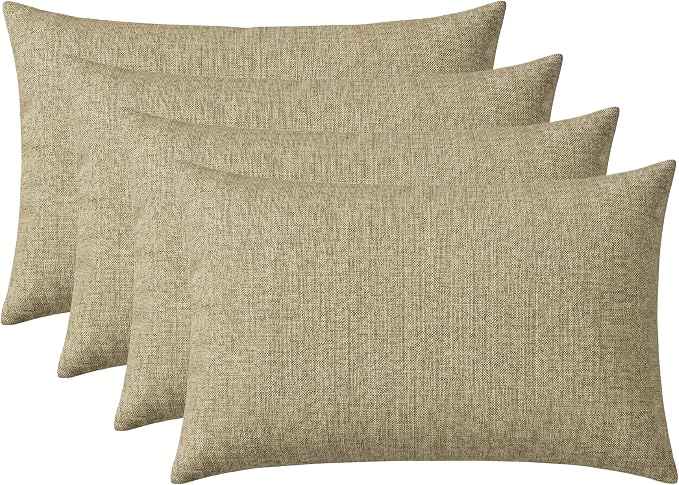 RSH DECOR: Sunbrella Jumbo Lumbar Pillows Set of 4 | 26" x 16" | Indoor Outdoor – Patio, Lounge, Adirondack | Water & Fade-Resistant | Down-Alternative Inserts | Made in USA (Cast Tinsel)