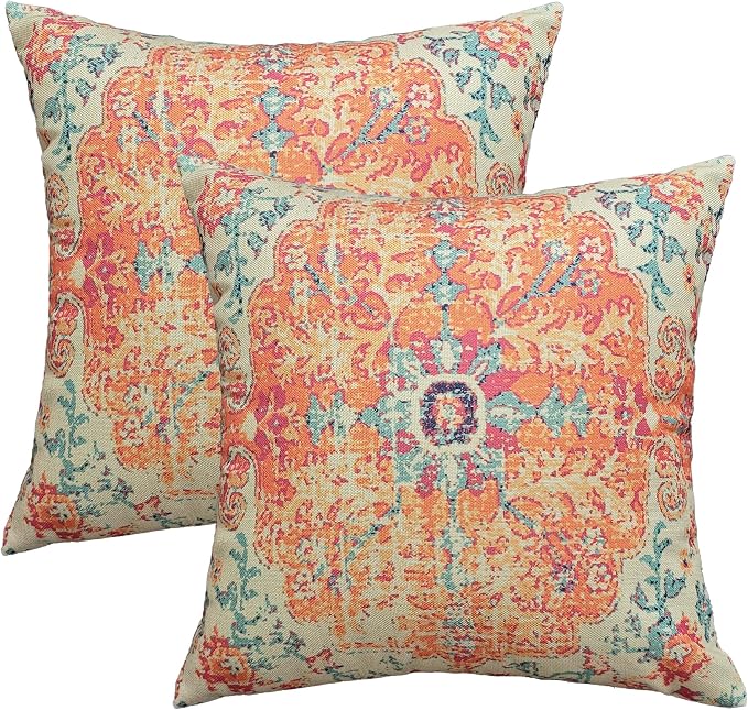 JMGBird Outside Pillows Patio Pillows Outdoor Throw Pillow with Insert | 18x18 Orange Throw Pillows Sunbrella Pillows Outdoor Pillows Waterproof Decorative Pillows for Couch ,Patio Furniture