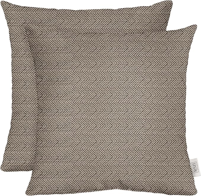 RSH DECOR Square Throw Pillows Set of 2, 20" x 20", Outdoor Pillows Waterproof, Outdoor Pillow Covers, Pillow Covers for Couch, Aviva Cumin Herringbone, Made in USA