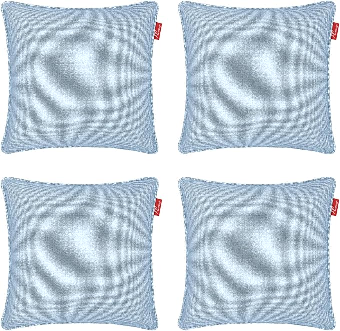 Pack of 4 Outdoor Throw Pillows,16x16 Inch All-Weather Water-Resistant Patio Pillows with Inserts,Decorative Pillows for Patio Furniture,Couch,Sofa,Poolside,Light Blue