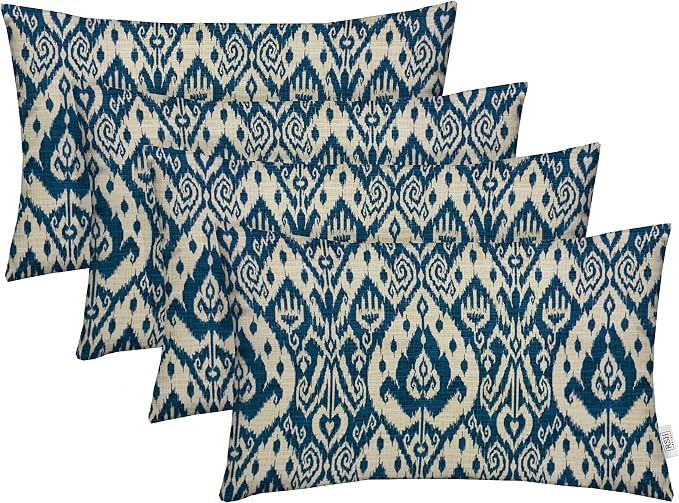 RSH Décor - Jumbo Lumbar Throw Pillows – Set of 4 | 26" x 16" | Outdoor Use – Patio, Lounge, Adirondack, Deck | Water & Fade-Resistant | Includes Down-Alternative Inserts | Ashmore Marine