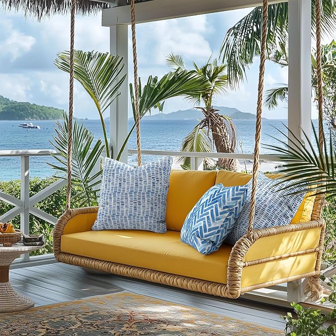 Outdoor Pillows for Patio Furniture 18x18 inch, Square Outdoor Throw Pillows with Inserts, Decorative Toss Pillows for Garden Couch Home Sofa Office Chair, Pack of 2, Pebble Blue