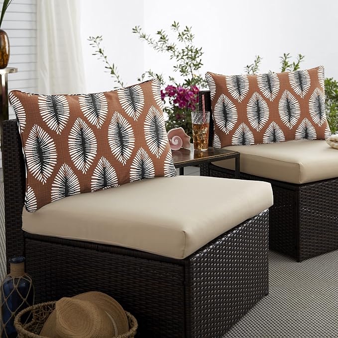 Sorra Home Hayden Outdoor/Indoor Pillow Set, 16 in x 26 in, Brown 2 Count