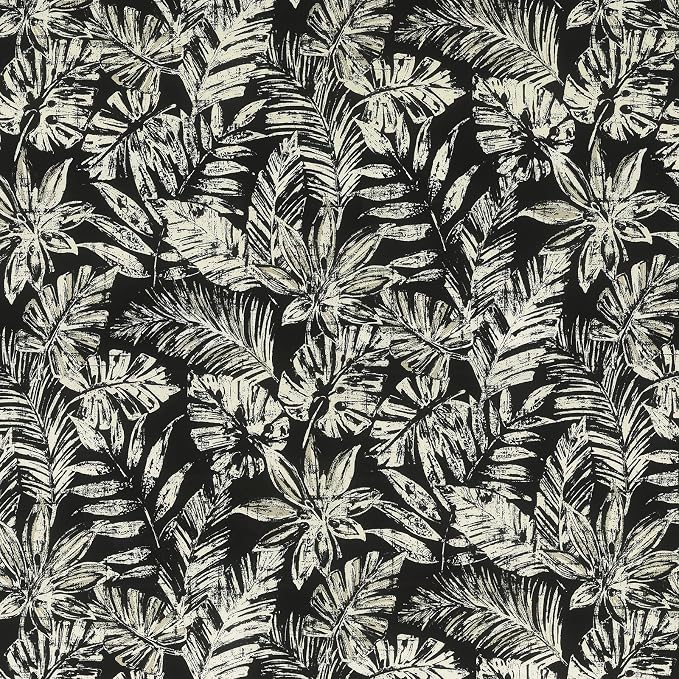 LVTXIII Outdoor/Indoor Lumbar Pillow Covers, Patio Decorative Lumbar Pillow Covers, All Weather Cushion Cases for Sofa, Patio Couch Decoration 12x20, 2 Pack, Tropical Leaf Black