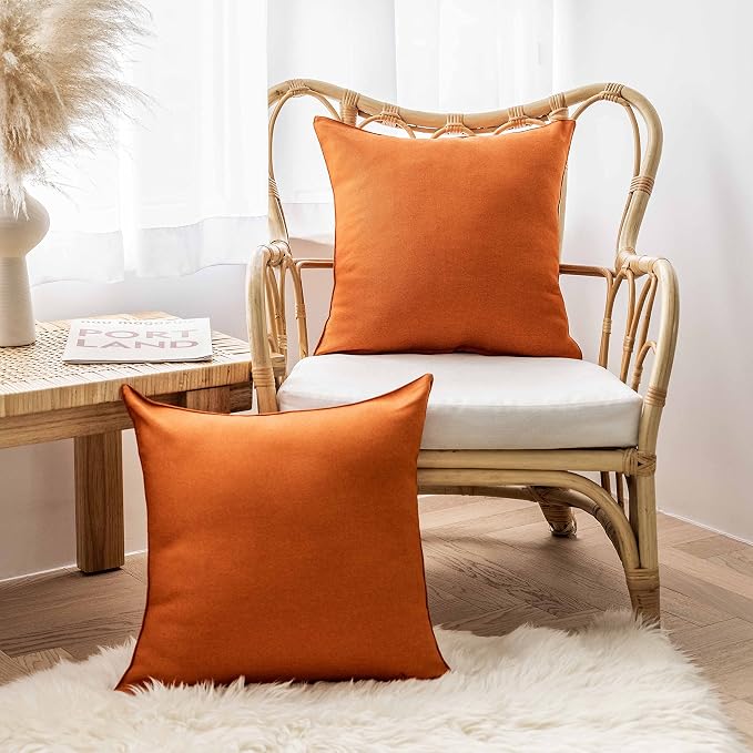 Home Brilliant Orange Pillow Covers 16x16 Outdoor Pillows Covers Couch Summer Throw Pillow Covers for Patio Porch, 40 cm, Set of 4, Burnt Orange