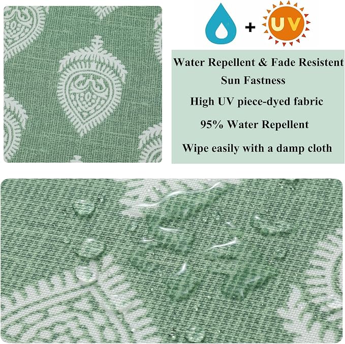 FUNHOME Outdoor Throw Pillows with Insert 18x18 Inch Pack of 2-Fair Green | Decorative Throw Pillows with Inserts, Water-Repellent, Square Pillows for Bed, Couch, Sofa and Patio Furniture