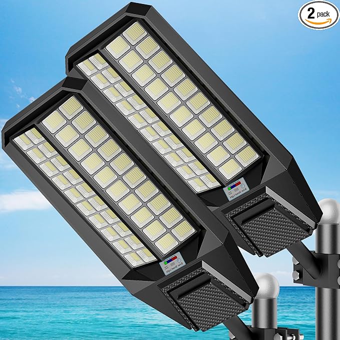 Solar Street Lights Outdoor Waterproof - Large 10000W Commercial Outdoor Solar Light Dusk to Down with Motion Sensor Remote Control LED Parking Lot Flood Lights for Yard Garden Walkway