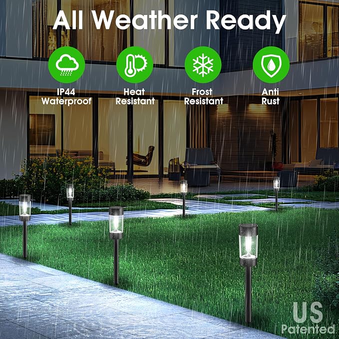 Eyrosa Solar Pathway Lights Outdoor Waterproof, 8 Pack, Cool White | Solar Landscape Lighting for Pathway Garden Yard Path Walkway Driveway Lawn Outside Décor