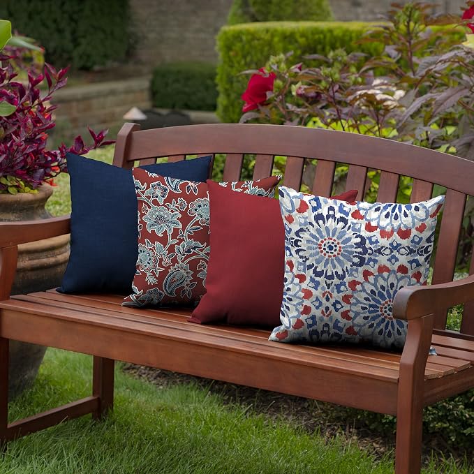 Arden Outdoor Toss Pillow, 2-Pack, 16x16, Clark Blue | Indoor/Outdoor Décor, Rain-Proof, Fade Resistant, Mold and Mildew Resistant