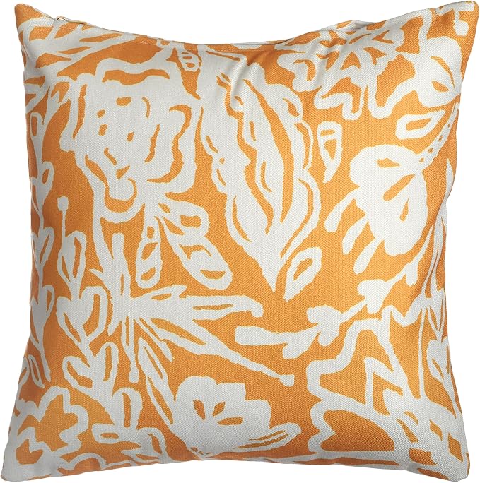 Fab Habitat Indoor/Outdoor Throw Pillow Made from Recycled Polyester Yarn - Double Sided, Stain Resistant, Machine Washable - Abstract - Patio, Deck, Living Room - Glamis Mustard Yellow (20" x 20")