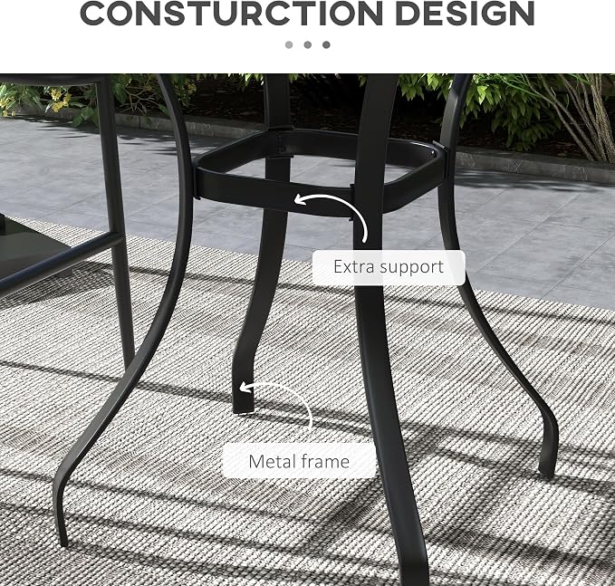 Outsunny 28" Outdoor Bar Table, Faux Wood Patio Furniture, Square Wood-Like Patio Table with Water Safe Design for Deck, Backyard, Lawn, Brown