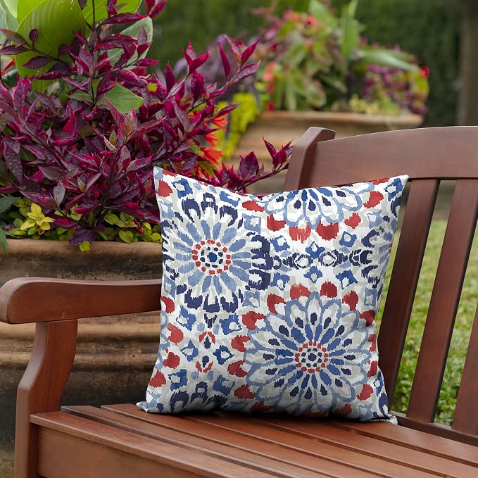 Arden Outdoor Toss Pillow, 2-Pack, 16x16, Clark Blue | Indoor/Outdoor Décor, Rain-Proof, Fade Resistant, Mold and Mildew Resistant