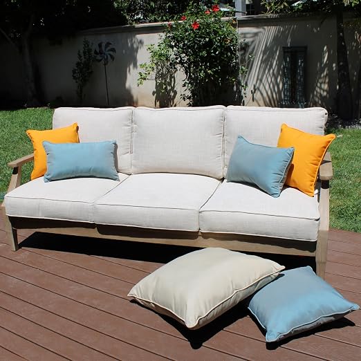 Factory Direct Partners Presidio 18" x 18" Square Decorative Throw Pillow Set with Piping for Indoor/Outdoor Furniture UV, Fade, Weather-Resistant Olefin Fabric (2-Pack) - Dusty Turquoise, 13810-137