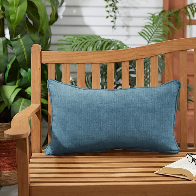 Sorra Home AMZ337021SP Indoor/Outdoor Pillow Set, 13 in x 20 in, Denim Blue
