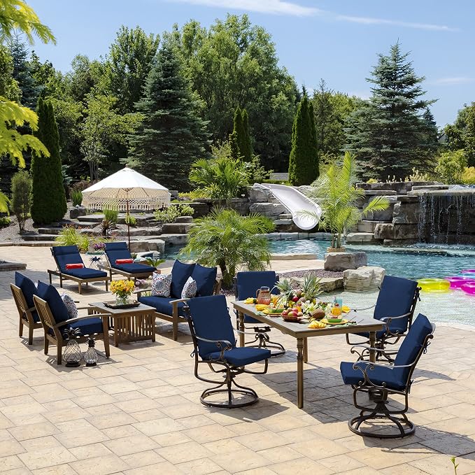 Arden Outdoor Deep Seat Cushion Set, 24x24, Sapphire Blue | Outdoor Sofa, Couch, Conversation Set, Weather-Proof, Rain-Proof, Fade Resistant for Chair, Mold and Mildew Resistant