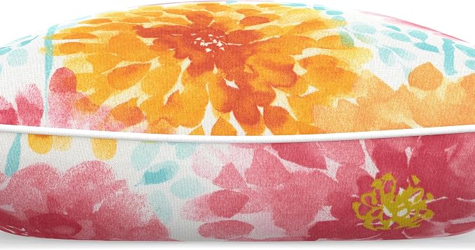 Pillow Perfect Bright Floral Indoor/Outdoor Throw Pillows, 1 Count, Floor - 25" x 25", Pink Gardenia Bloom