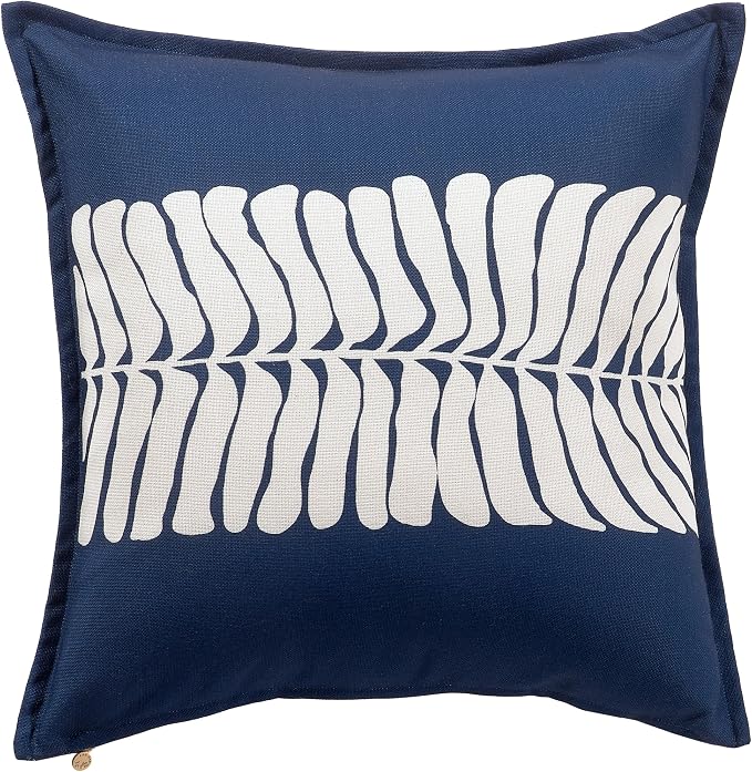 Fab Habitat Indoor/Outdoor Throw Pillow Made from Recycled Polyester Yarn - Double Sided, Stain Resistant, Machine Washable - Tropical - Patio, Deck, Porch, Living Room - Hilo - Blue - (20" x 20")