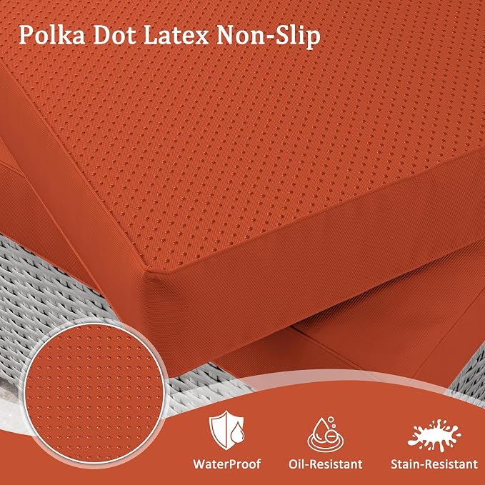 Outdoor Furniture Replacement Cushions, Waterproof Patio Furniture Cushions, 4" Deep Seat Outdoor Sectional Cushion for 3-Seat Outdoors Rattan Sofa Patio Sofa Cushion, Orange