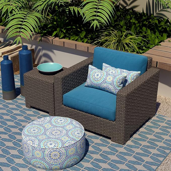 LVTXIII Outdoor/Indoor Lumbar Pillow Cases, Tropical Patio Lumbar Pillow Covers ONLY, Decorative Lumbar Cushion Cases for Home Garden Balcony Back Yard, 12 x 20 Inch, Pack of 2, Delancey Lagoon