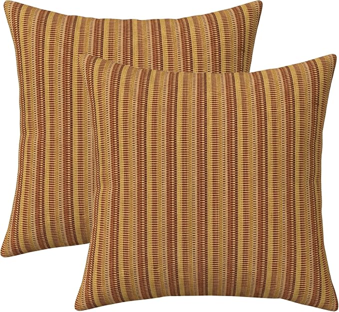 RSH DECOR: Sunbrella Square Throw Pillows Set of 2 | 24" x 24" | Water and Fade-Resistant Performance Fabric | Outdoor Pillow Covers with Down-Alternative Inserts | Made in USA (Limelite Teak)