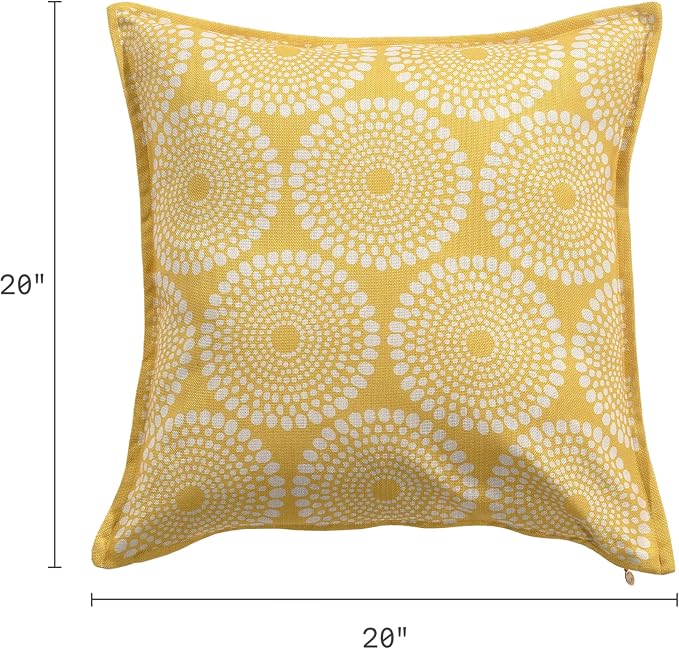 Fab Habitat Indoor/Outdoor Throw Pillow Made from Recycled Polyester Yarn - Double Sided, Stain Resistant, Machine Washable - Tropical - Patio, Deck, Porch, Living Room - Rio - Yellow - (20" x 20")
