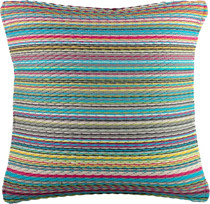 Fab Habitat Outdoor Premium Recycled Plastic Pillow - Waterproof, Fade Resistant - Striped - Patio, Porch, Deck, Balcony - Cancun - Candy - 20" x 20"