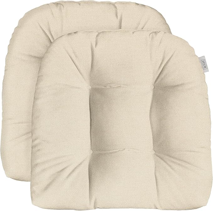 RSH DECOR Sunbrella Tufted Wicker U-Shape Cushions Set of 2 | 22" x 22" | Outdoor Seat Cushions for Patio Furniture| Crafted with Sunbrella Performance Fabric | Made in USA (Cast Pumice Sand)