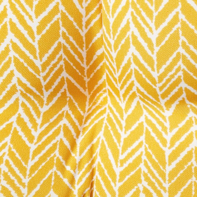 Pillow Perfect Outdoor/Indoor Herringbone Egg Yolk Reversible Chair Pads, 15.5" x 16", Yellow, 2 Pack