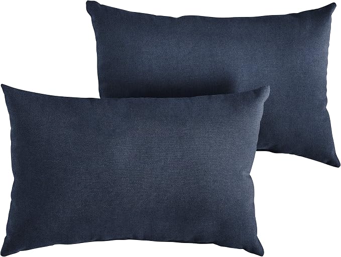 Sorra Home Indoor/Outdoor 14 by 24-inch Knife Edge Pillow, Navy, Set of 2