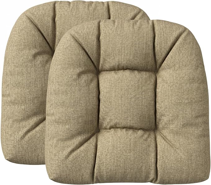 RSH DECOR: Sunbrella Tufted Wicker U-Shape Cushions Set of 2 | 22” x 22” | Outdoor Seat Cushions for Patio Furniture| Crafted with Sunbrella Performance Fabric | Made in USA (Cast Tinsel)