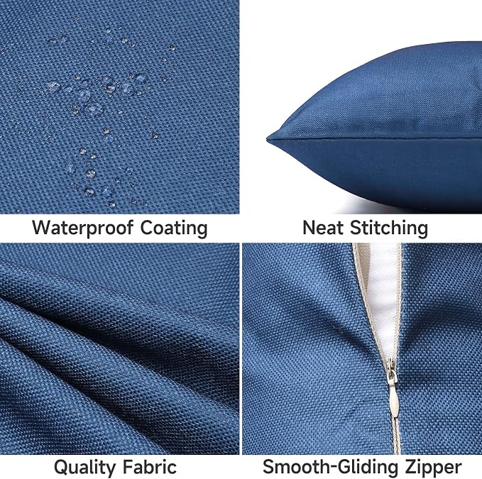 Outdoor Pillow Covers Waterproof Cushion Covers Patio Pillows Case 2 Pack | 20x12inch, Solid, Seamless, Hidden Zipper,Pecet for Porch Decoration,Patio Furniture,Outdoor Couch, Balcony,Garden Bench