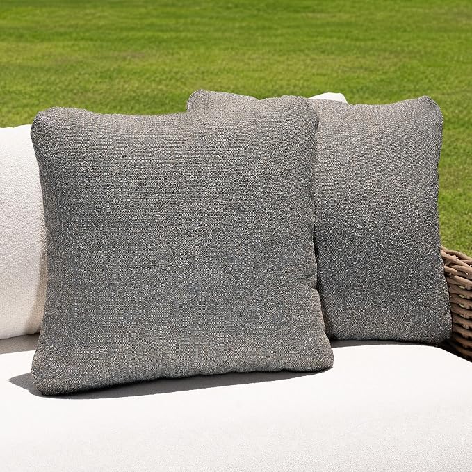 Outdoor Throw Pillow Set of 2 with Inserts, Outdoor Lumbar Pillow Water Resistant for Patio Furniture, 18x18 Inch Outdoor Pillows with Removable Zipper Cover