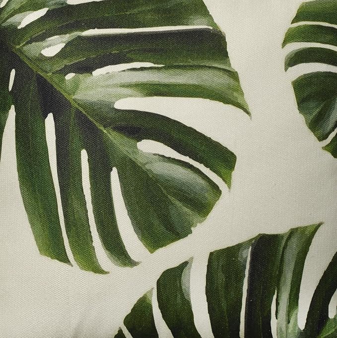 Fab Habitat Indoor/Outdoor Throw Pillow Made from Recycled Polyester Yarn - Stain Resistant, Machine Washable, Insert Included - Tropical - Patio, Deck, Living Room - Palm Leaves Green (20" x 20")
