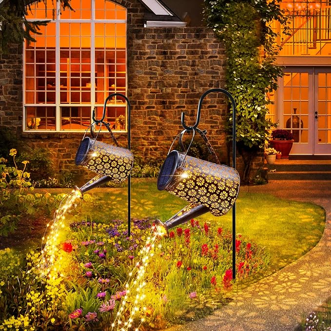 Solar Watering Can with Lights,Solar Outdoor Garden Decor Waterproof Large Hanging Lantern Landscape Lights Outside Decorations for Yard Clearance Porch Patio Pathway Gardening Gift