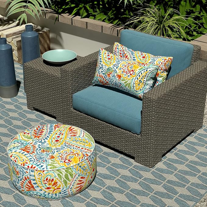 LVTXIII Outdoor Lumbar Pillow Covers, Patio Decorative Lumbar Pillow Cases ONLY, Fluffy Fade-Resistant Lumbar Cushion Cases for Home Balcony and Garden, 12x20 Inch, Pack of 2, Paisley Multi