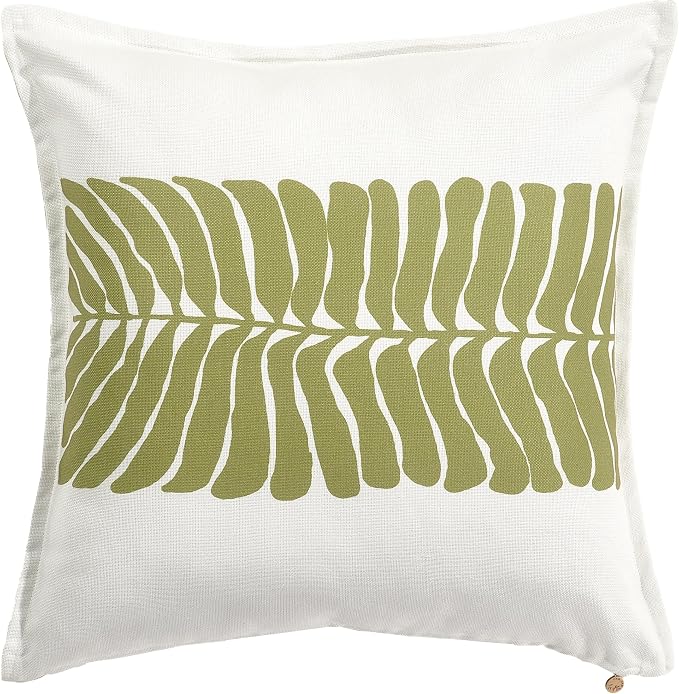 Fab Habitat Indoor/Outdoor Throw Pillow Made from Recycled Polyester Yarn - Double Sided, Stain Resistant, Machine Washable - Tropical - Patio, Deck, Porch, Living Room - Hilo - Green - (20" x 20")