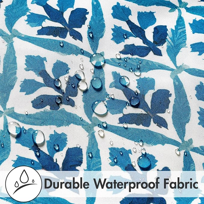 MIULEE Outdoor Floral Pillow Covers Waterproof 18x18 Navy Blue | Decorative Block Print,Boho Farmhouse, Set of 2 Coastal Summer Cushion Covers with Piping,Garden Patio Furniture Porch Couch
