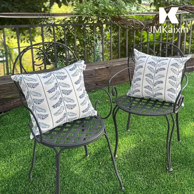 Outdoor Pillows 18"x18" Waterproof Decorative Pillows with Inserts | Set of 2 Fade Resistant Patio Throw Pillows for Garden Porch Couch and Patio Furniture