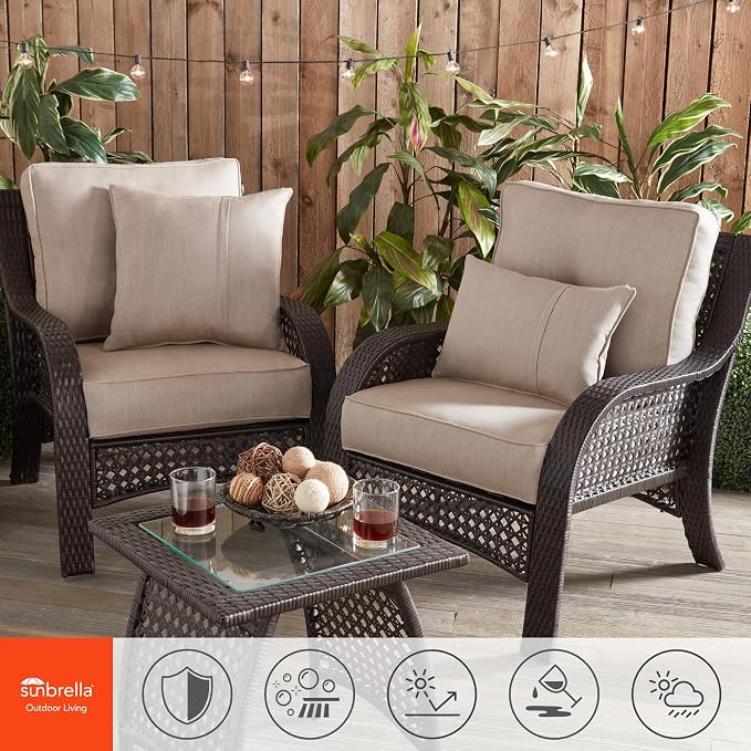 Greendale Home Fashions Sunbrella 20'' Square Outdoor Throw Pillow with Removable Cover (Set of 2), Cast Ash