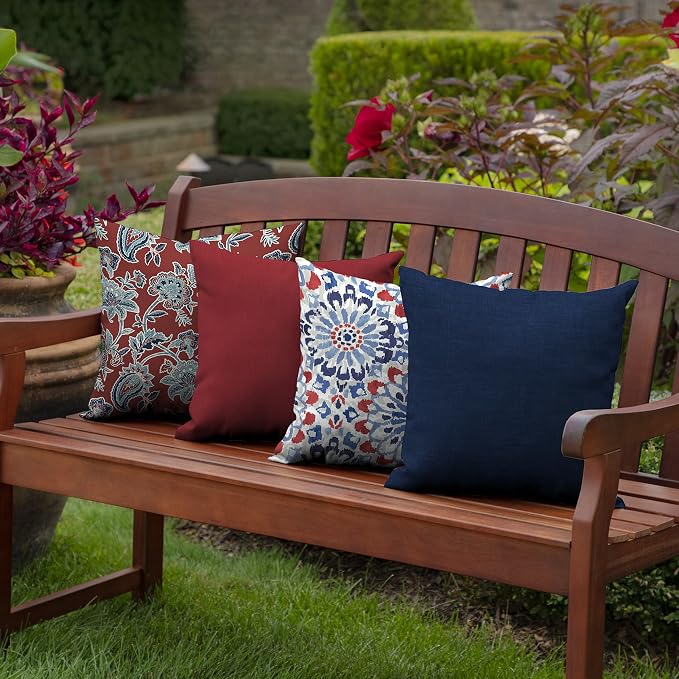 Arden Outdoor Toss Pillow, 2-Pack, 16x16, Sapphire Blue | Indoor/Outdoor Décor, Rain-Proof, Fade Resistant, Mold and Mildew Resistant