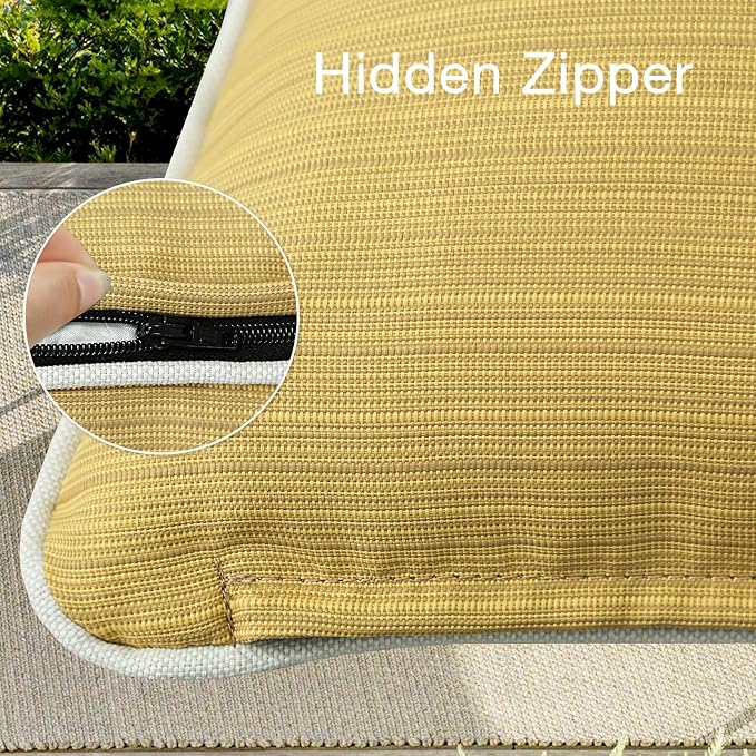 Unimatta Decorative Outdoor Water Repellent Throw Pillows with Inserts, Set of 4, 20" x12" Pillows for Patio, Backyard, Bed, Couch, and Patio Furniture, Yellow Brown