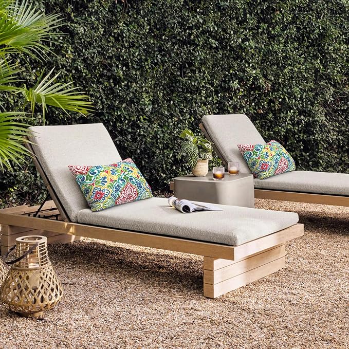 DYTXIII Pack of 2 Waterproof Outdoor Lumbar Pillow with Inserts, 12x20 in Rectangle Decorative Patio Throw Pillow for Home, Sofa,Bench and Patio Furniture, Damask Red