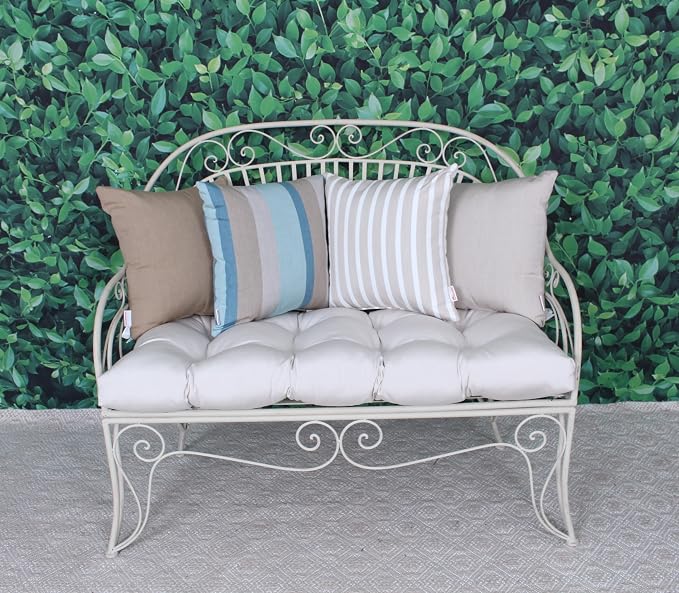 Outdoor/Indoor Sunbrella Throw Pillow Cover Only Square Set of 2 Pieces 16 inch x 16 inch Shore Linen Stripe - Insert Not Included