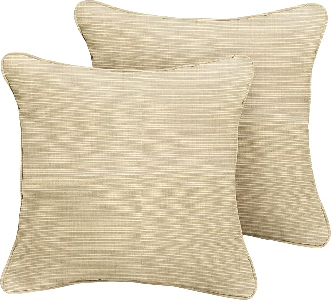 Sorra Home x Sunbrella Indoor/Outdoor Corded Pillows, 16" x 16", Dupione Sand