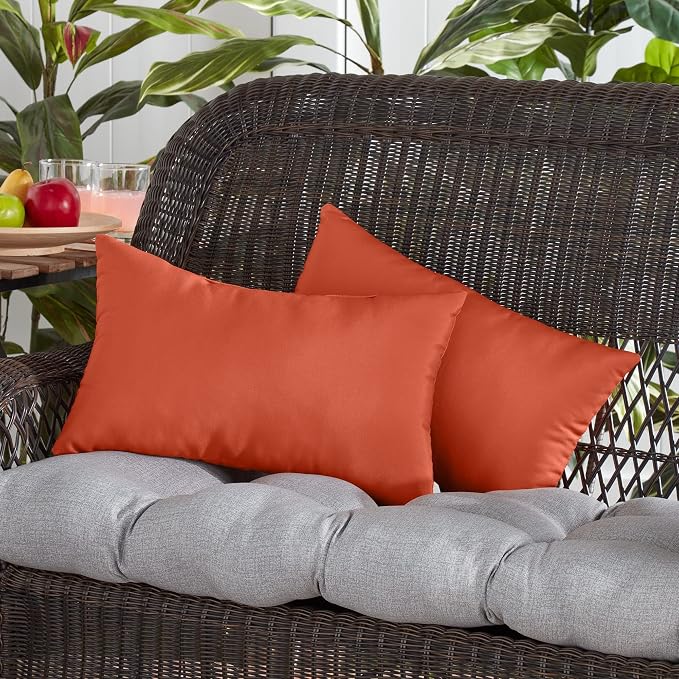 Greendale Home Fashions 2-Pack Outdoor 19x12 inch Rectangle Decorative Throw Pillow, Sunrise