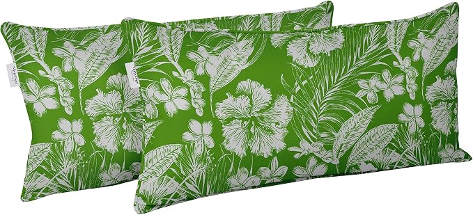 Indoor/Outdoor Polyester Fabric Lumbar Pillow Cover, All-Weather Waterproof Rectangular Cushion Case for Patio Furniture, 12 x 20 Set of 2 - Florals-17