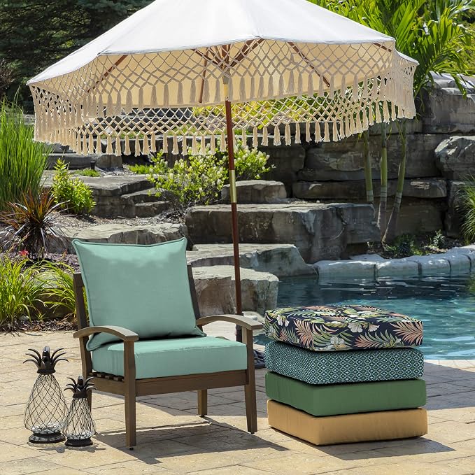 Arden Outdoor Deep Seat Cushion Set, 24x24, Aqua