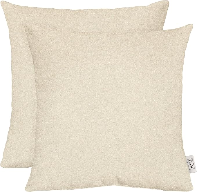 RSH DECOR Square Throw Pillows Set of 2, 17x17 Inch Decorative Pillows for Couch, Water-Resistant Patio Furniture Pillows, All-Weather Spun Fabric, Cast Pumice Sand - Made in USA