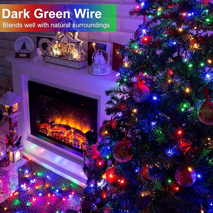 Multicolor Christmas Lights Outdoor, 66FT 200 LED Christmas Tree Lights | Waterproof 8 Modes Plug in Connectable String Lights for Outside Indoor Classroom Patio Yard Party Wedding Decorations